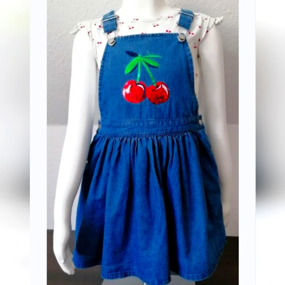 Cynthia Rowley girls set size 6 dress shirt hairclip cherry 🍒